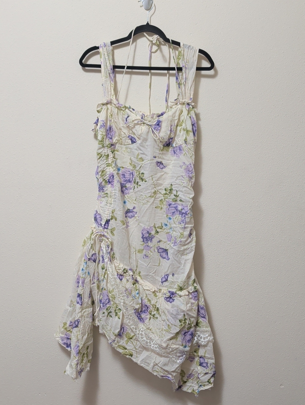 ASOS Cream Floral-Print Camisole Dress with Lavender Blooms